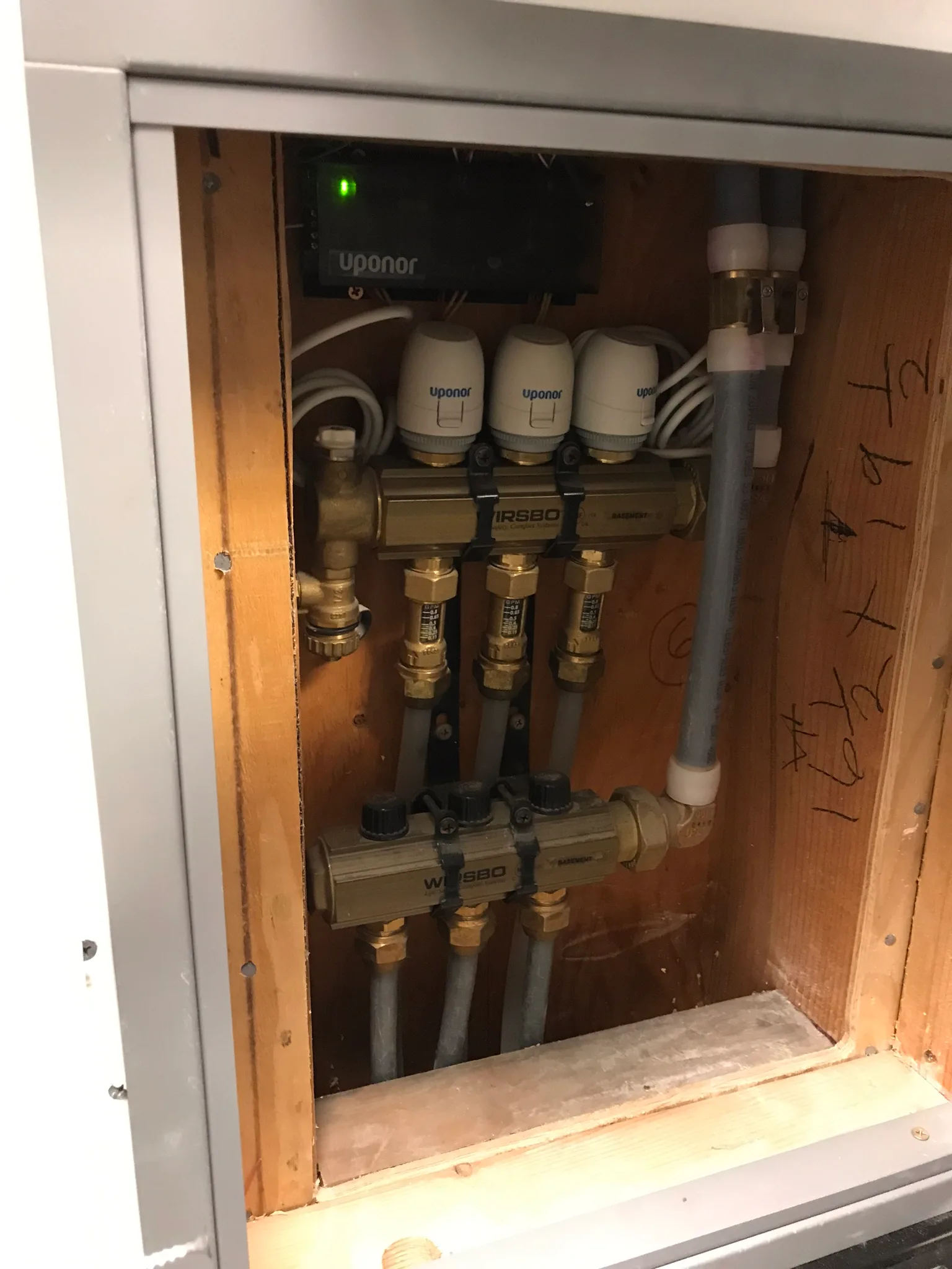 Hydronic system piping, valves, and components in a mechanical space