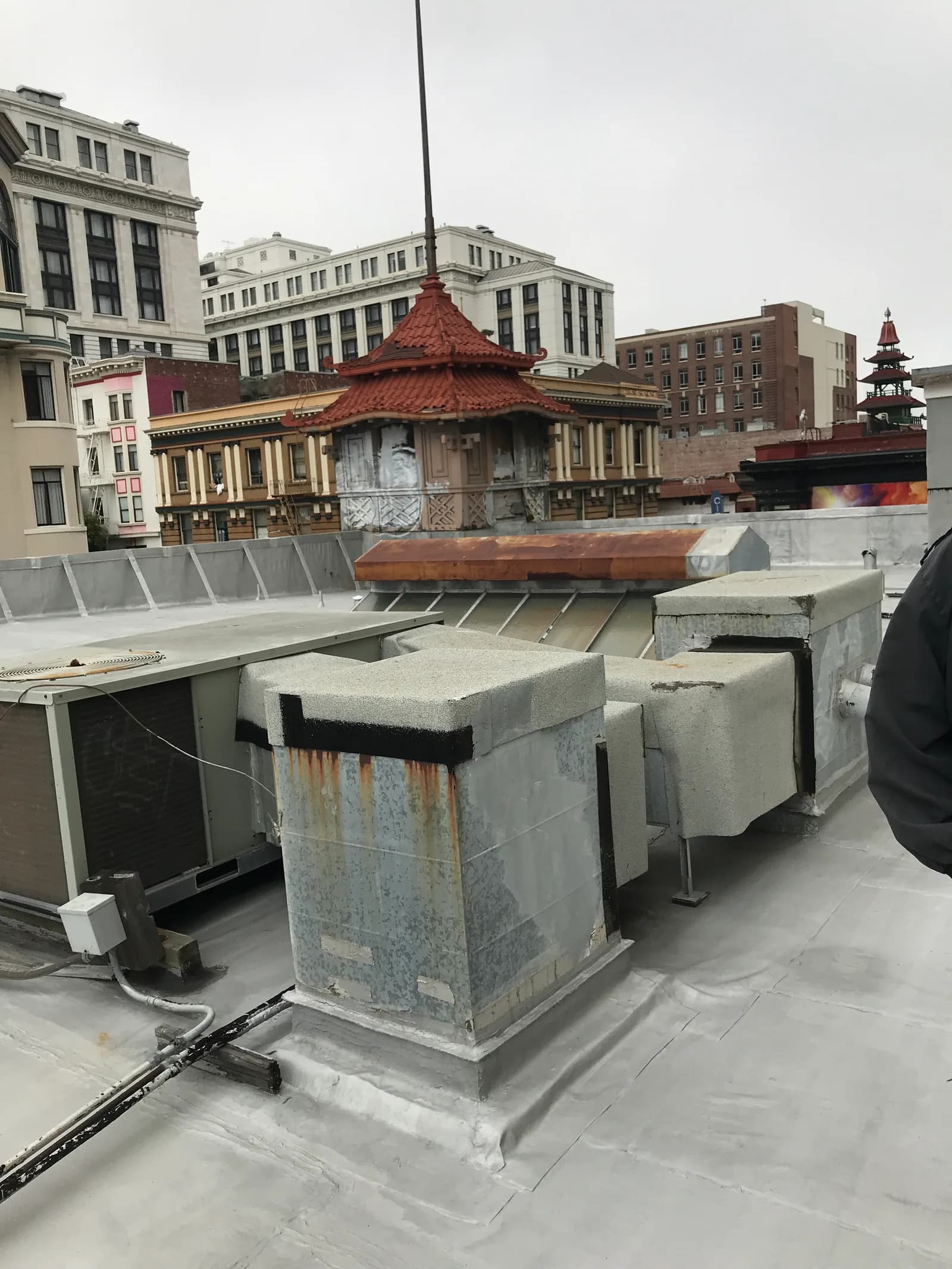 Roof-mounted mechanical equipment examined during inspection